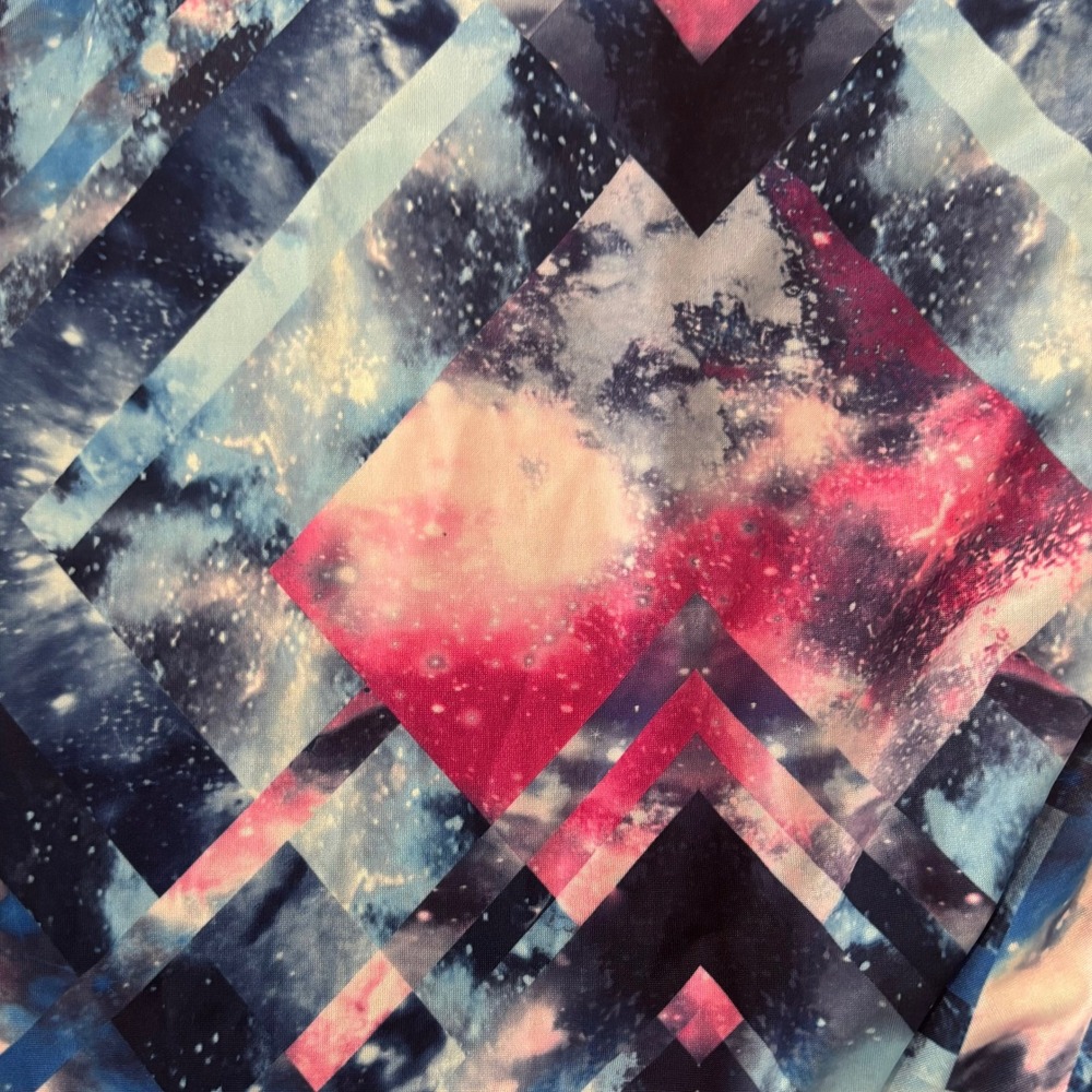 Sofibella‎ Athletic Tank Top Galaxy Print Pink Blue Ruched Drawstring Size L - Picture 4 of 9